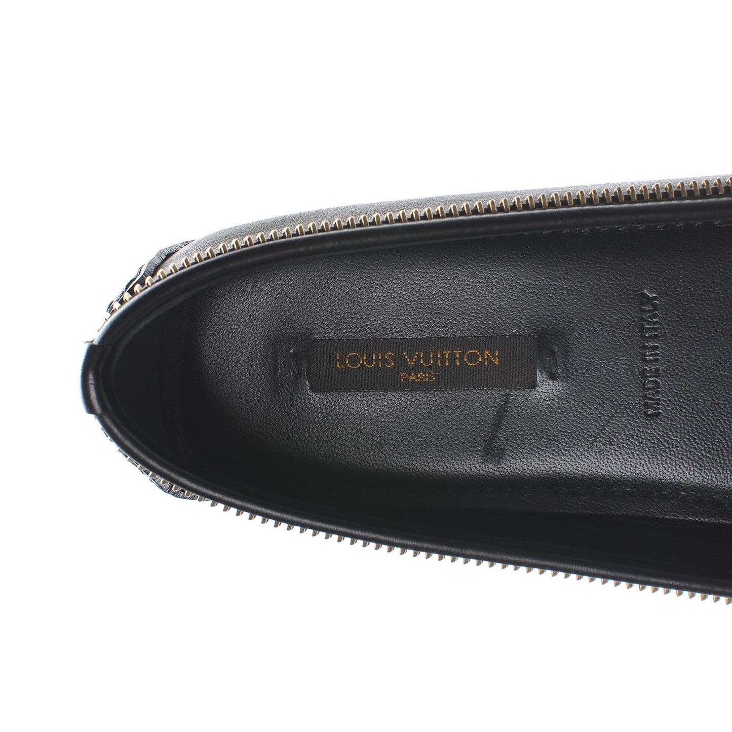 Calfskin Zip Oxford Ballerina Flats 39 Black