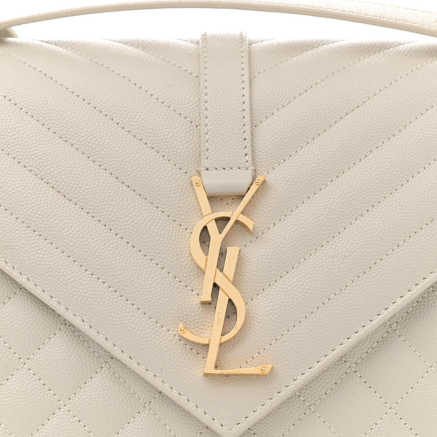 Saint Laurent Grain De Poudre Textured Mixed Matelasse Large Triquilt Monogram Satchel Crema Soft 8 of 12