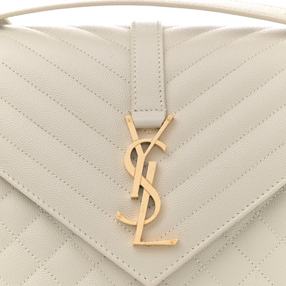 Saint Laurent Grain De Poudre Textured Mixed Matelasse Large Triquilt Monogram Satchel Crema Soft 8 of 12