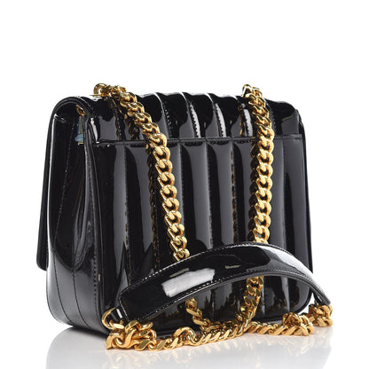 Saint Laurent Patent Calfskin Matelasse Monogram Small Vicky Chain Bag Black 3 of 9