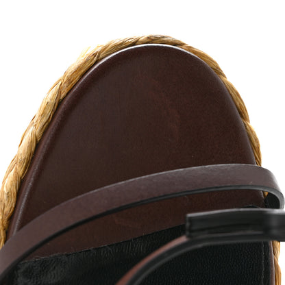 Saint Laurent Calfskin Cassandra 105 Espadrille Wedges 40 Chocolate 9 of 10