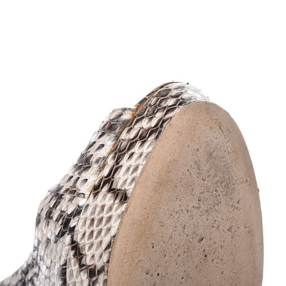 Jimmy Choo Glossy Elaphe Snakeskin Crown Peep Toe Pumps 40 Natural 11 of 12