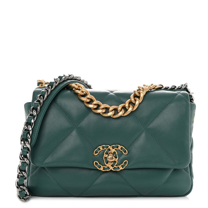 Chanel Lambskin Quilted Medium Chanel 19 Flap Green 1 of 10