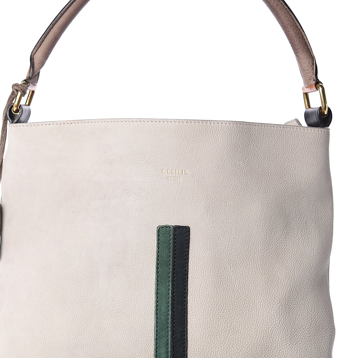 Celine Nubuck Racer Stripe Shoulder Bag Grey 6 of 8