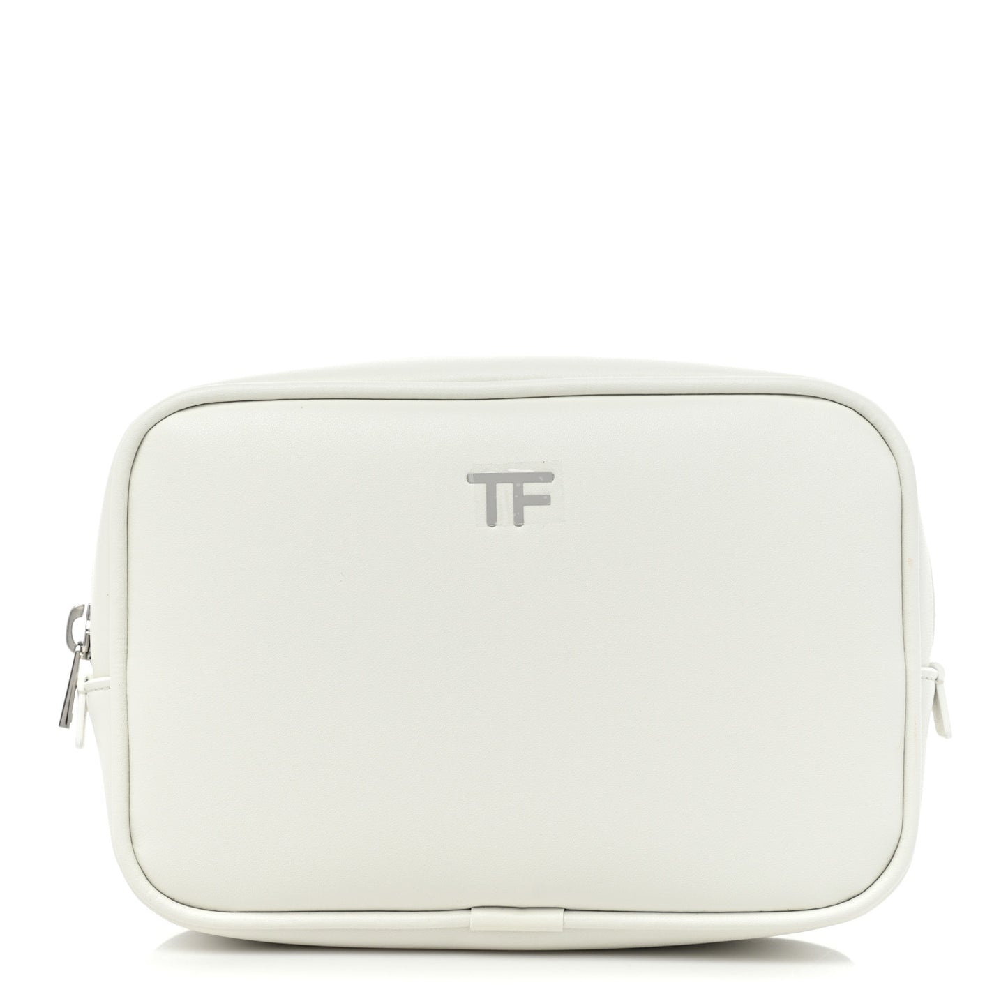 Grained Calfskin Soleil Cosmetic Pouch White