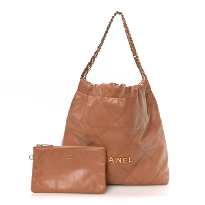 Chanel Shiny Calfskin Quilted Chanel 22 Camel 3 of 11