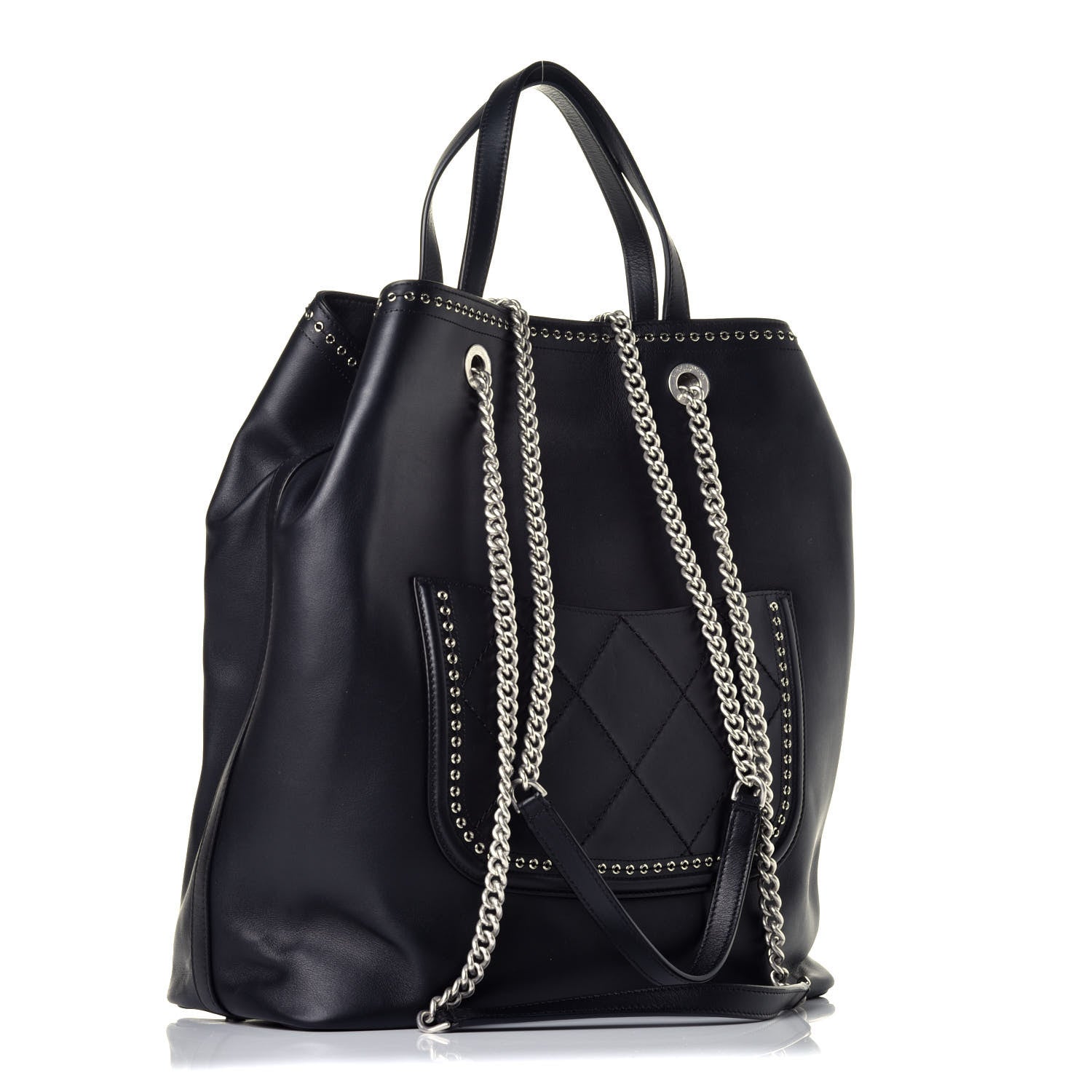 Chanel Calfskin Large Coco Eyelets Shopping Tote Black 4 of 10