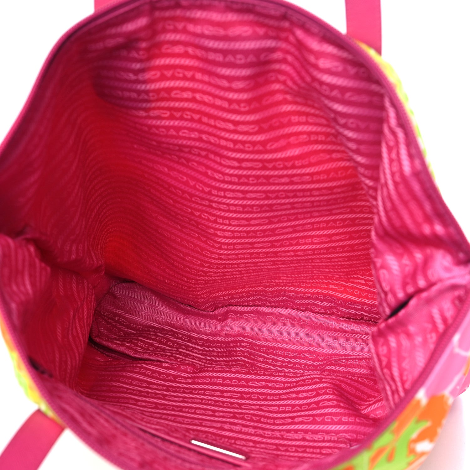 Prada Tessuto Nylon Floral Print Tote Pink Multicolor 5 of 10