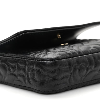 Chanel Lambskin Camellia Embossed Chain Belt Bag Black 10 of 12