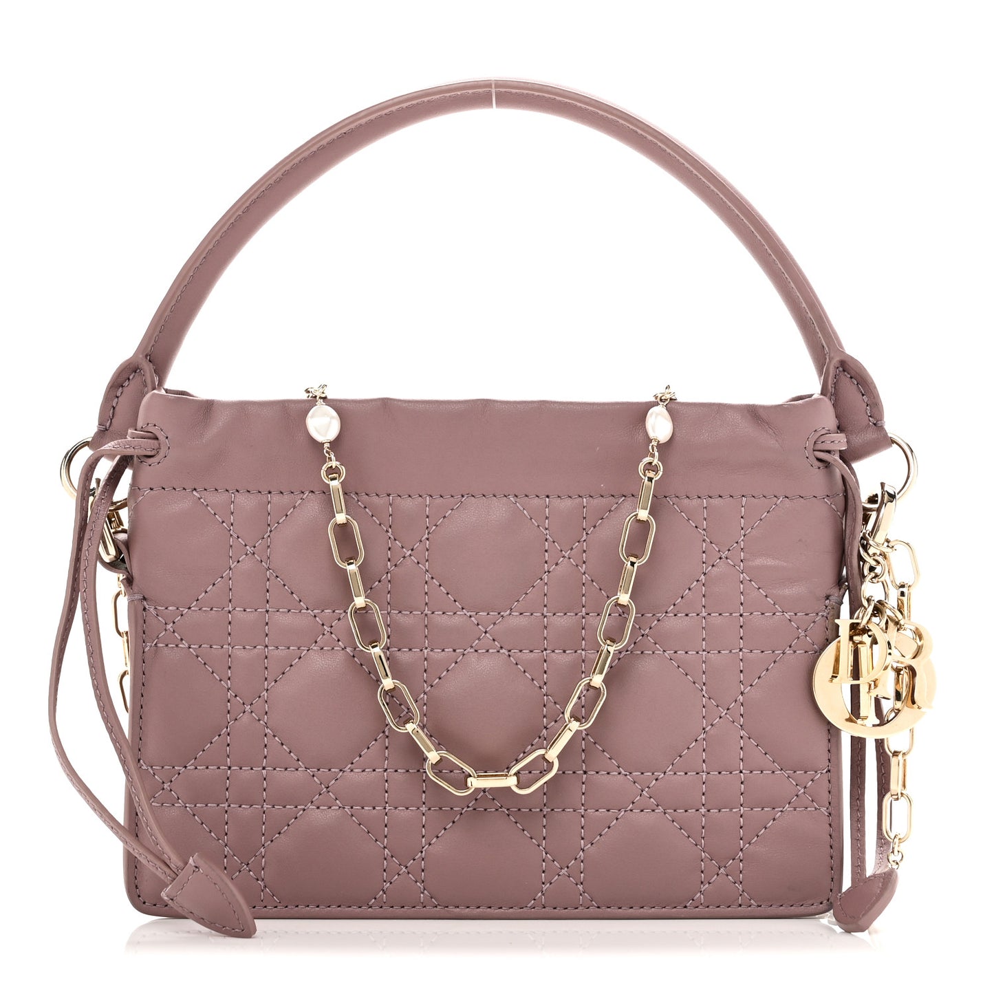 Lambskin Cannage Milly Mini Drawstring Bag Pink Peony