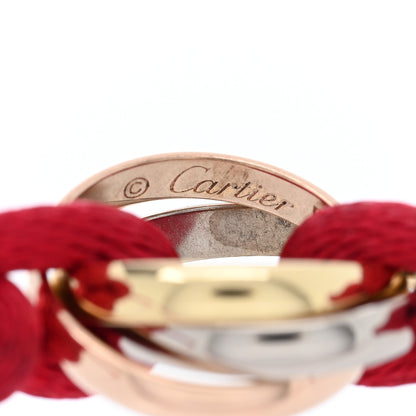 Cartier 18K Pink Yellow White Gold Trinity Cord Bracelet Red 3 of 4