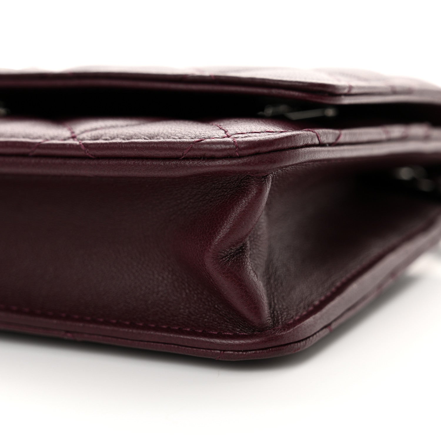 Chanel Lambskin Quilted Enamel CC Wallet On Chain WOC Burgundy 11 of 13