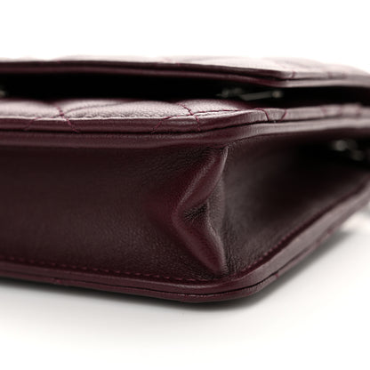 Chanel Lambskin Quilted Enamel CC Wallet On Chain WOC Burgundy 11 of 13