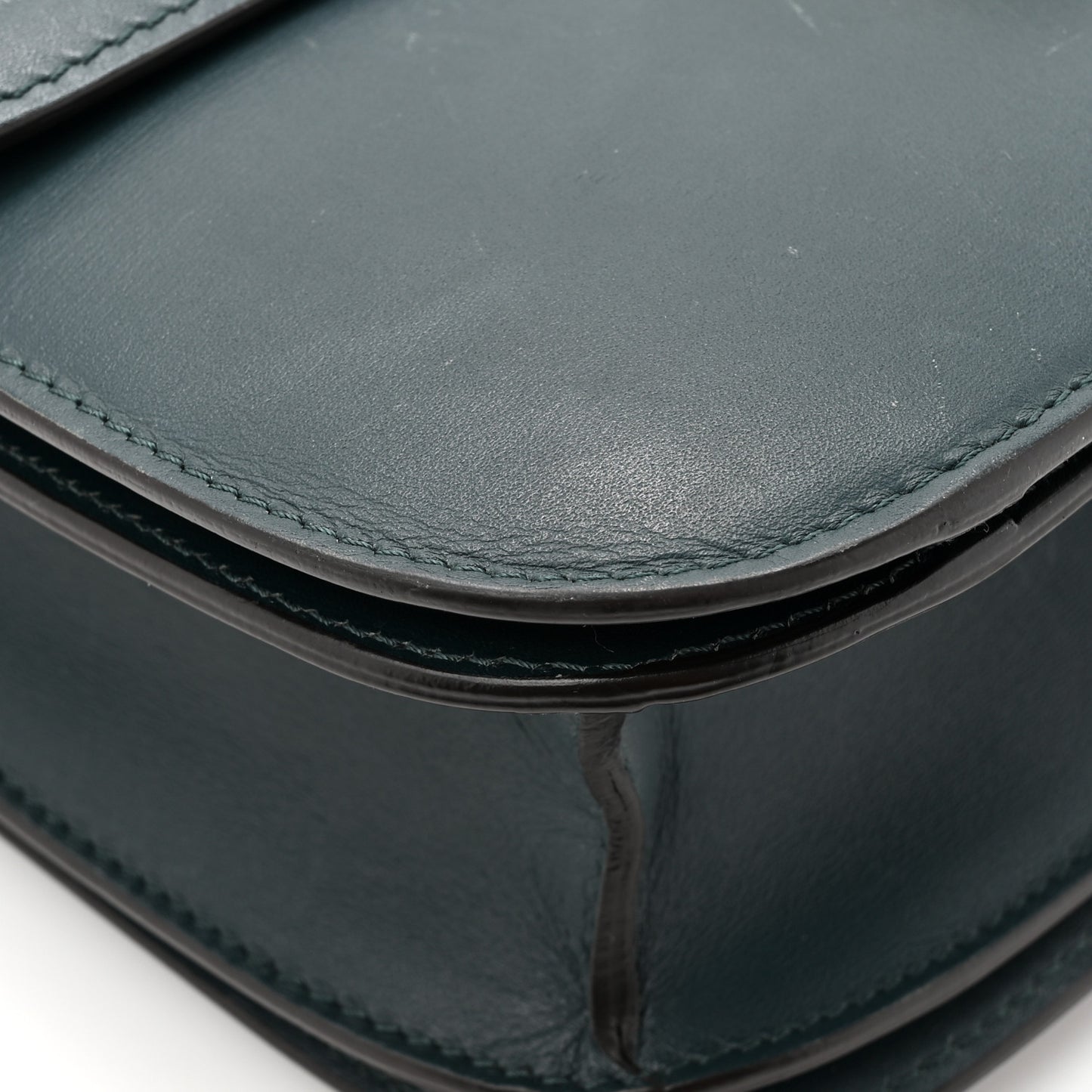 Box Calfskin Medium Classic Box Flap Bag Dark Green