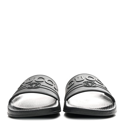 Gucci Rubber Womens Logo Slide Sandals 38 Black 3 of 10