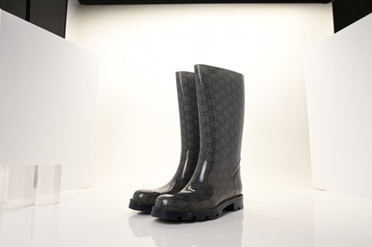 Gucci Rubber Monogram Rain Boots 37 Transparent Blue 6 of 14