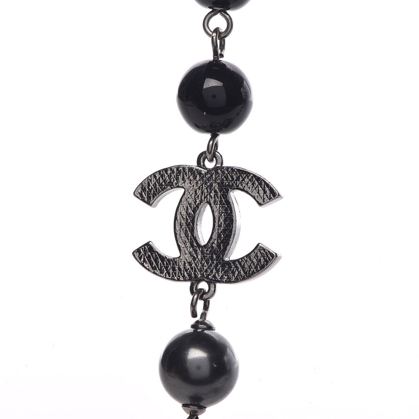 Ruthenium Pearl Bead CC Long Necklace Black