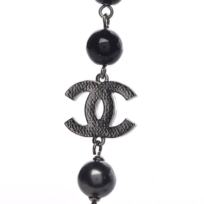 Chanel Ruthenium Pearl Bead CC Long Necklace Black 5 of 6