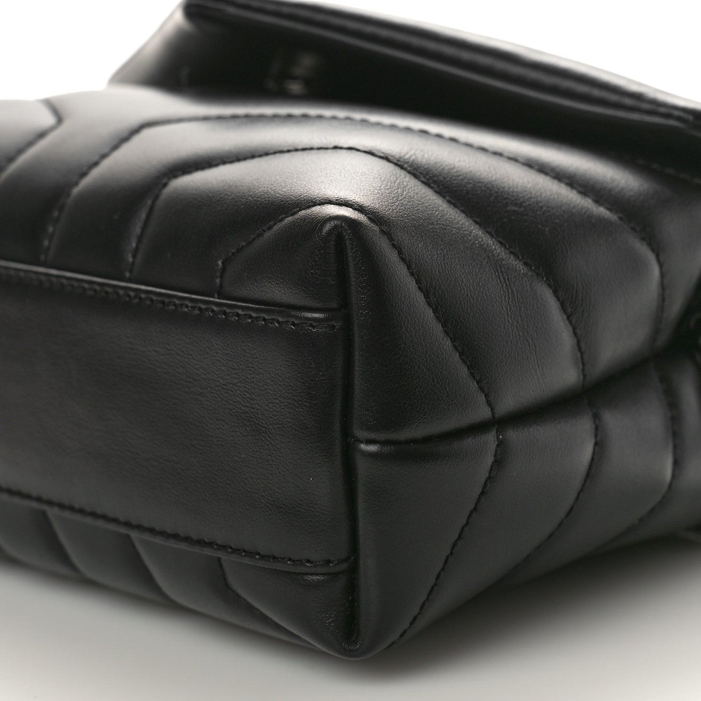 Calfskin Y Quilted Monogram Monochrome Toy Loulou Crossbody Bag Black
