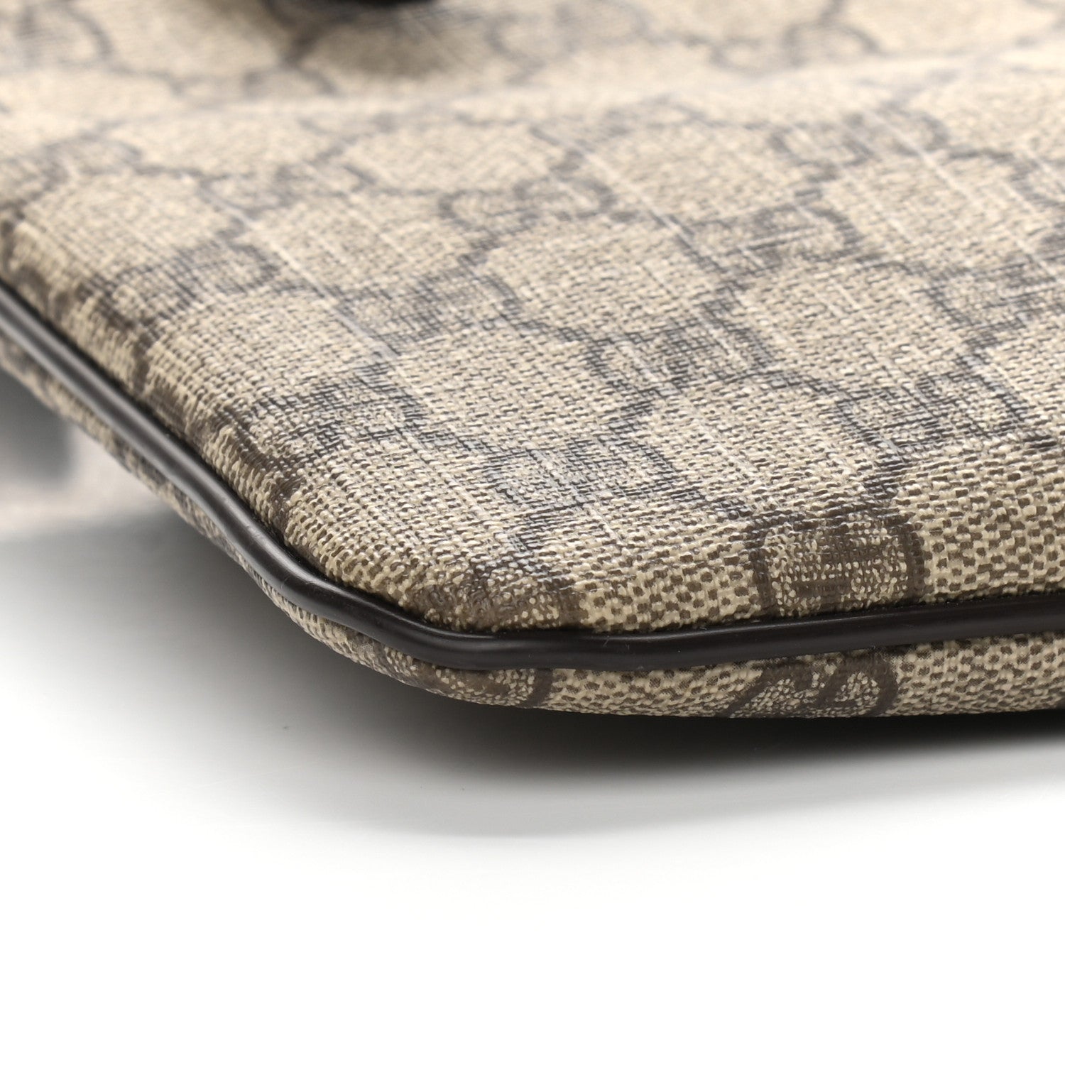 Gucci GG Supreme Monogram Selleria Calfskin Small Flat Side Zip Messenger Bag Beige Ebony Cocoa Dark Chocolate 7 of 9