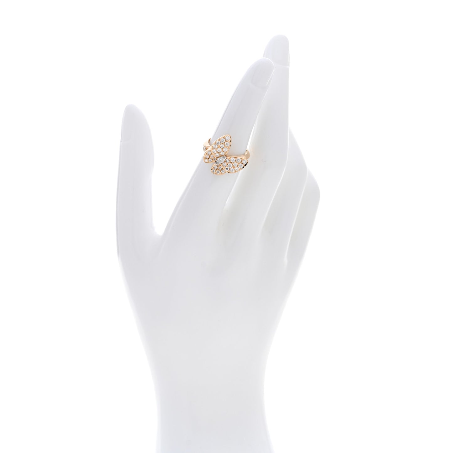18K Yellow Gold Diamond Two Butterfly Ring 50 5.25