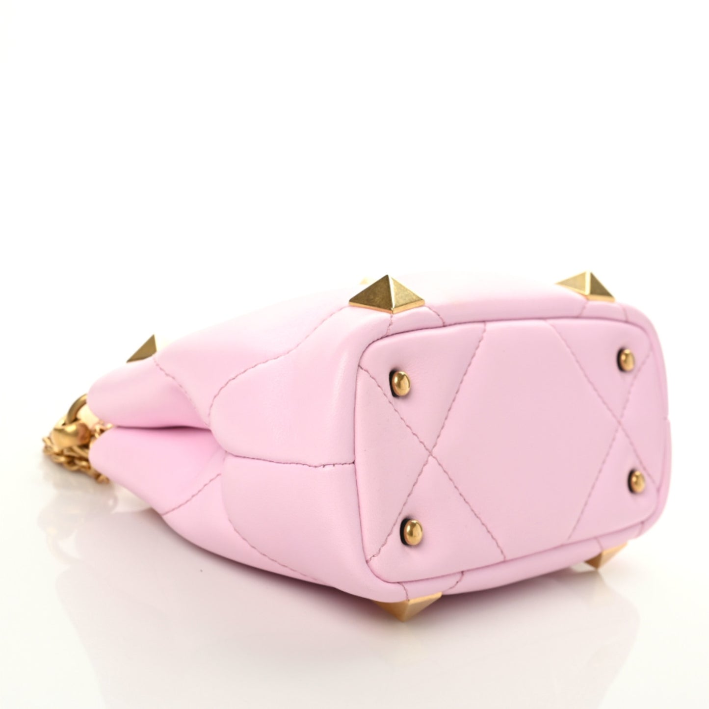Nappa Mini Roman Stud The Handle Bag Pink Borealis