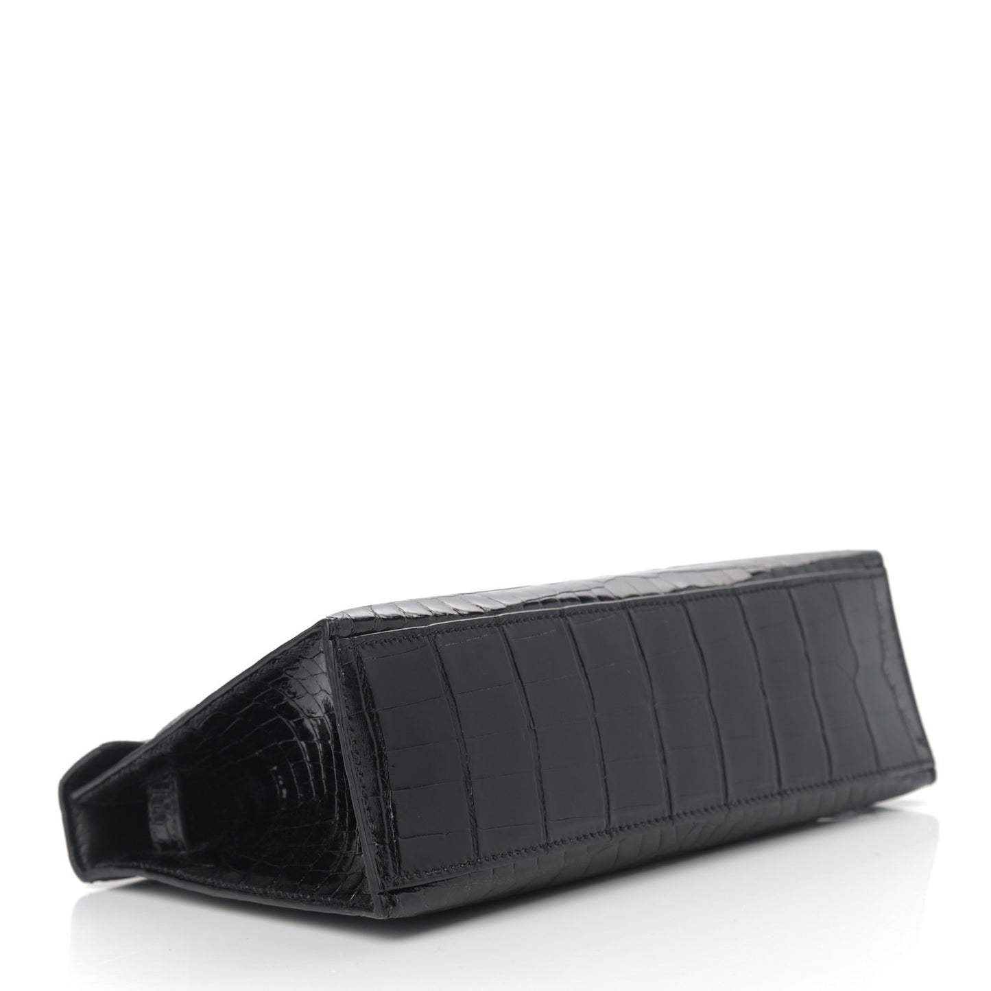 Shiny Niloticus Crocodile Kelly Pochette Black