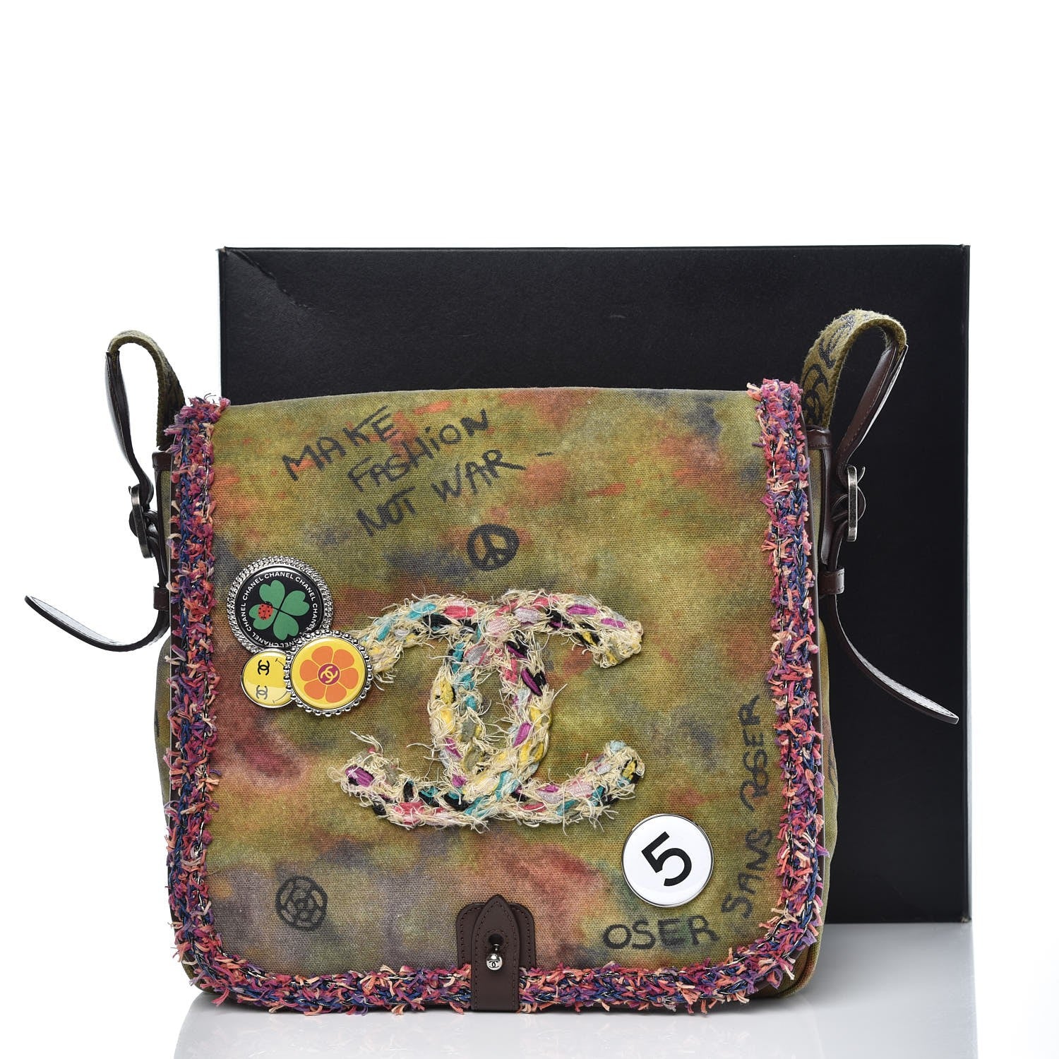 Chanel Washed Toile Graffiti On The Pavements Messenger Khaki Multicolor 9 of 9