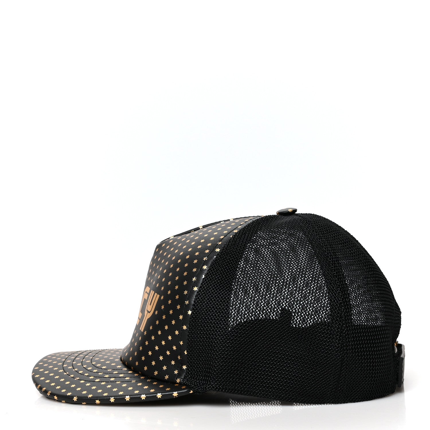 Gucci X SEGA Calfskin GUCCY Stars Baseball Hat L Black Gold 4 of 9