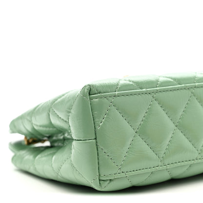 Chanel Shiny Aged Calfskin Quilted Nano Kelly Shopper Light Green 9 of 10