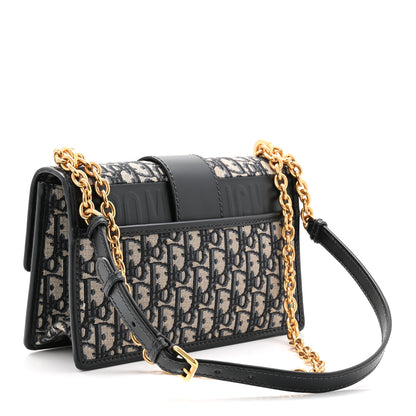 Christian Dior Oblique 30 Montaigne Chain Flap Bag Blue 4 of 19