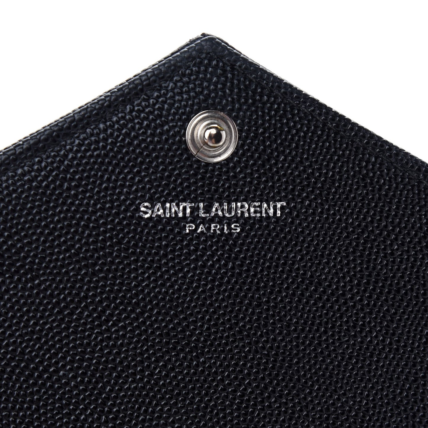 Grain De Poudre Matelasse Chevron Monogram Envelope Chain Wallet Black