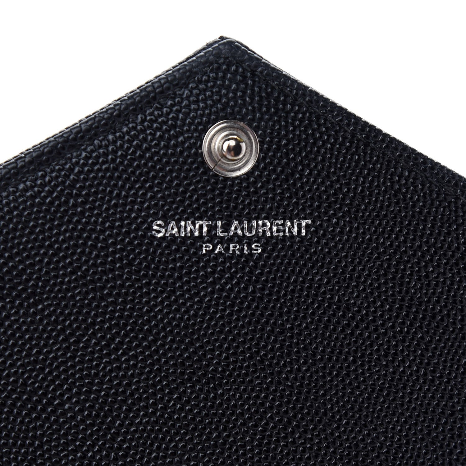 Saint Laurent Grain De Poudre Matelasse Chevron Monogram Envelope Chain Wallet Black 5 of 7