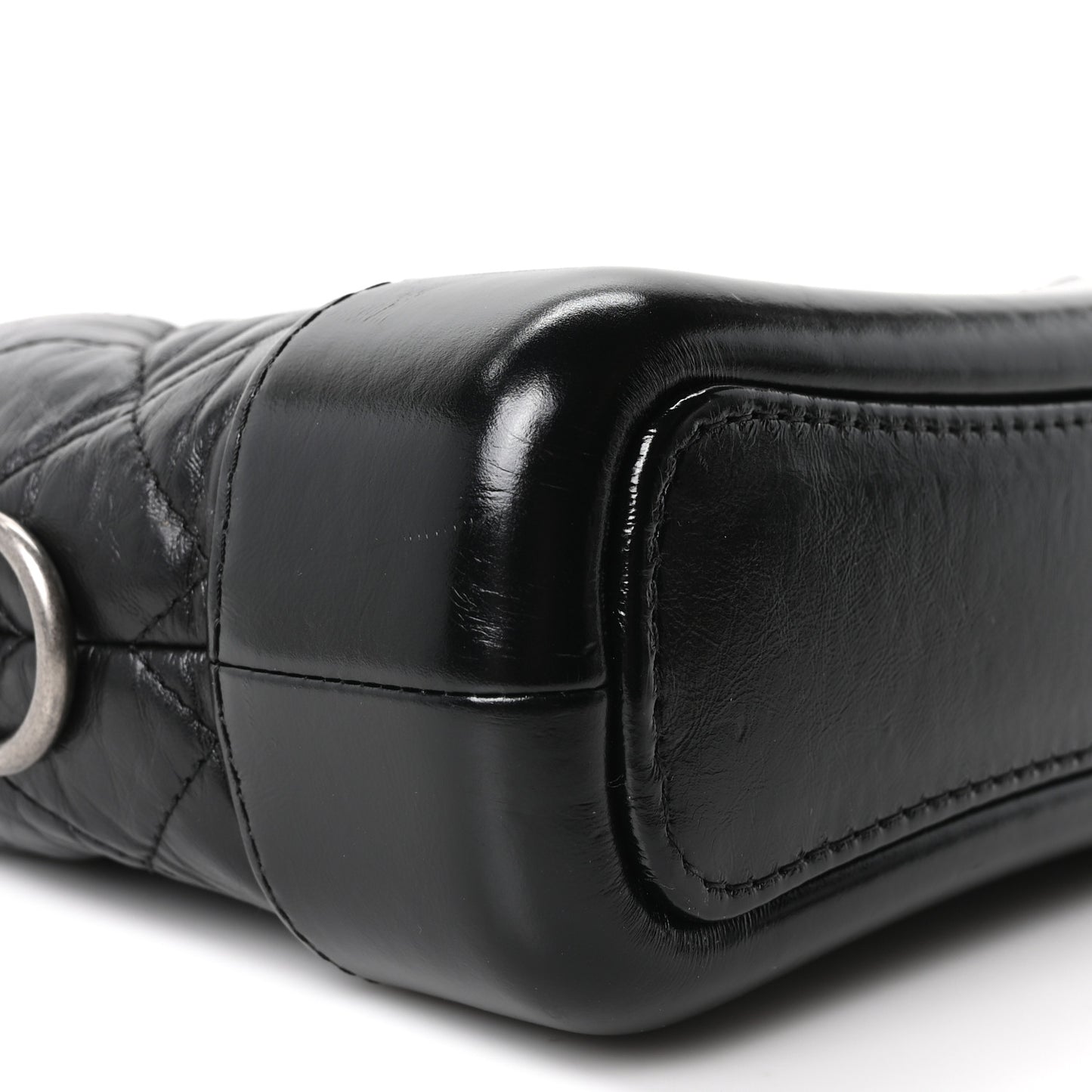 Aged Calfskin Quilted Small Gabrielle Logo Hobo Black