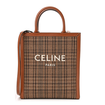 Celine Calfskin Tweed Small Vertical Cabas Dark Brown 1 of 10