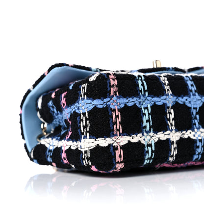 Chanel Tweed Quilted Mini Rectangular Flap Black Pink Blue Ecru 8 of 10