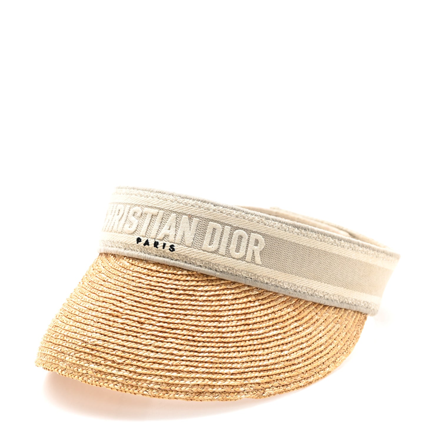 Straw Embroidered Dioriviera D-Ocean Visor Natural Grey