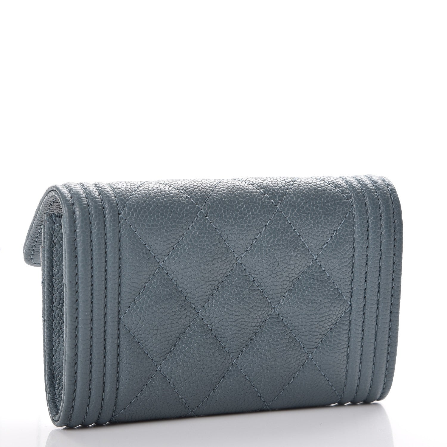Chanel Caviar Quilted Boy Card Holder Wallet Blue 3 of 9