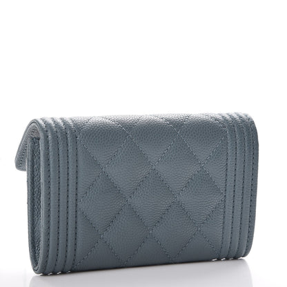 Chanel Caviar Quilted Boy Card Holder Wallet Blue 3 of 9
