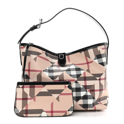 Burberry Patent Trim Patchwork Check Large Bucket Bag 1 of 15