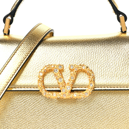 Valentino Garavani Metallic Calfskin Crystal VSling Top Handle Bag Gold 7 of 9