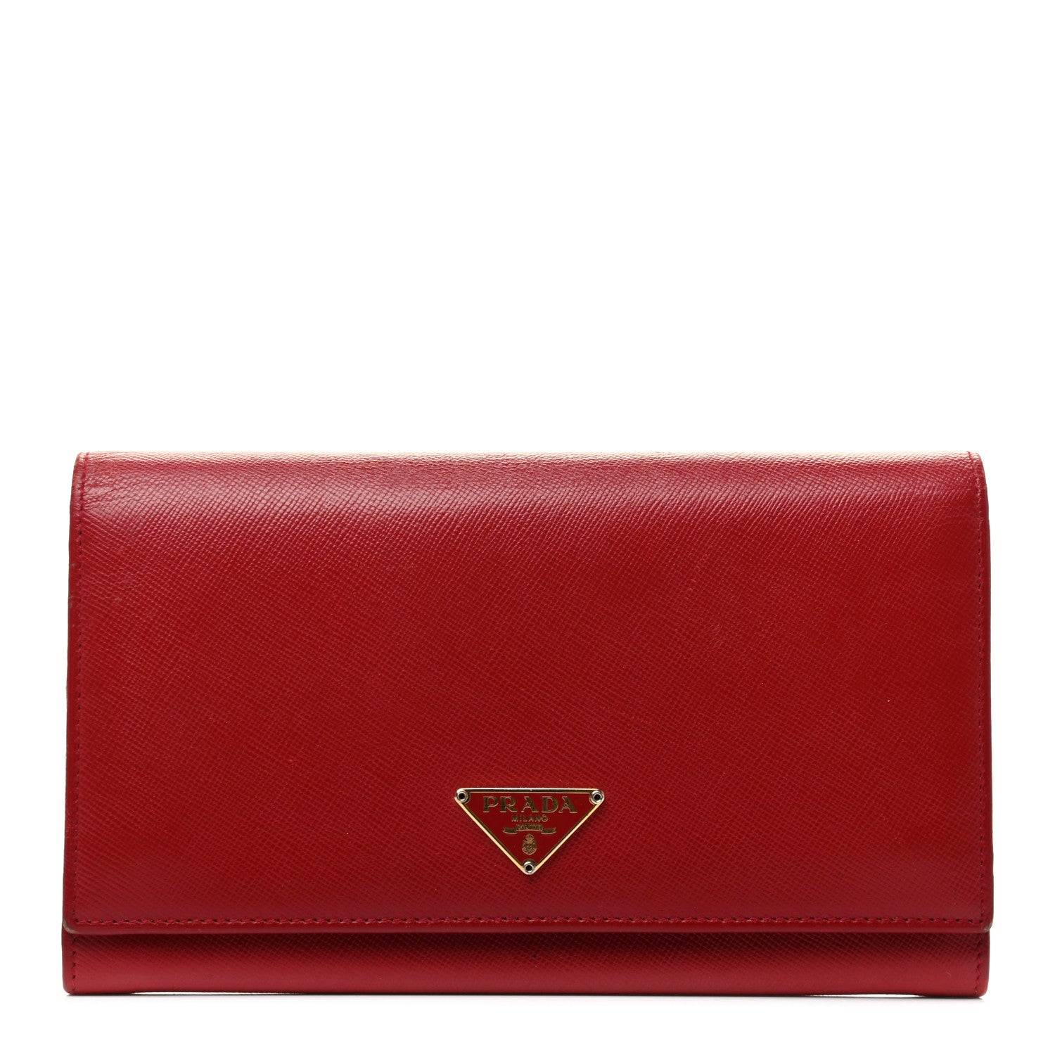 Prada Saffiano Continental Flap Wallet Fuoco 1 of 8