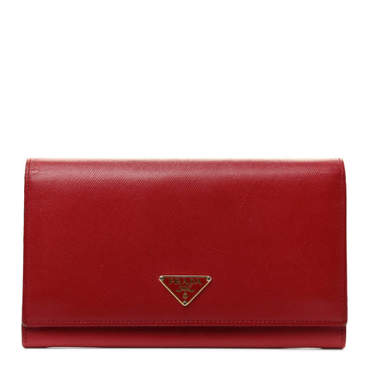 Prada Saffiano Continental Flap Wallet Fuoco 1 of 8
