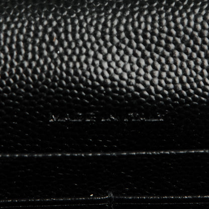 Saint Laurent Grain De Poudre Matelasse Chevron Monogram Envelope Chain Wallet Black 7 of 8