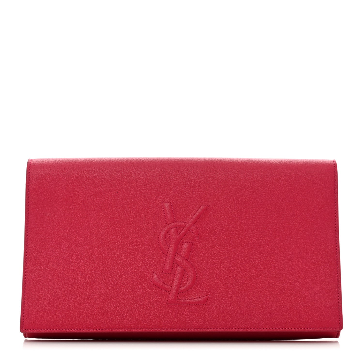 Saint Laurent Calfskin Monogram Large Belle De Jour Clutch Lipstick Fuchsia 1 of 9
