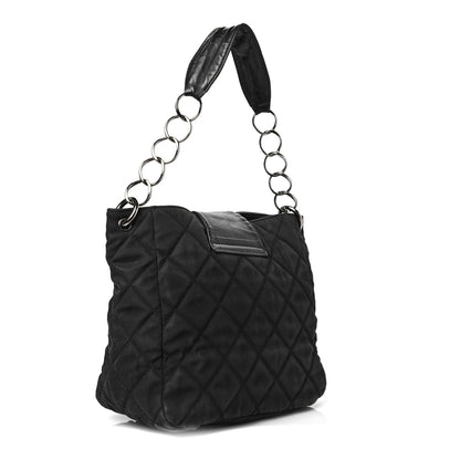 Chanel Lambskin Nylon Quilted Mademoiselle Shoulder Bag Black 2 of 8