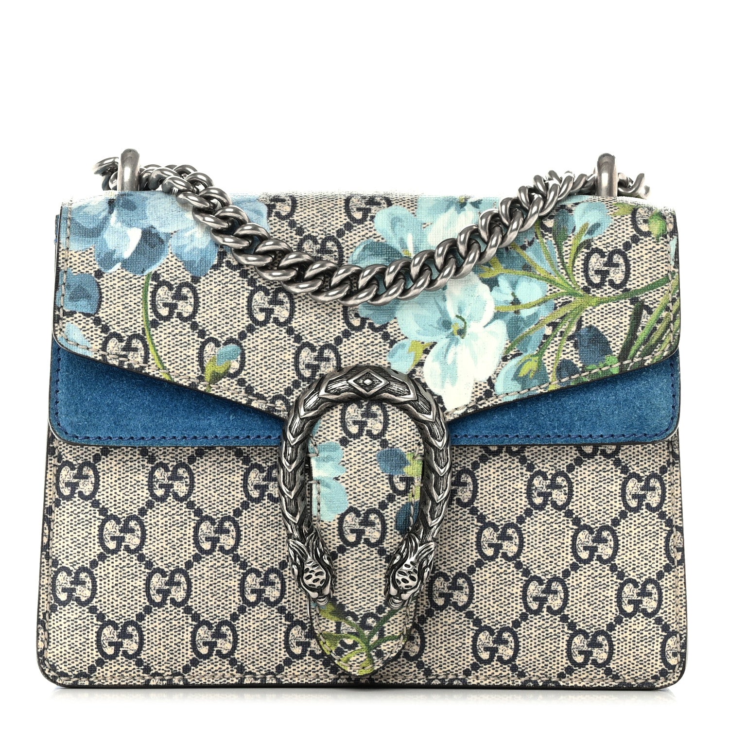 Gucci GG Supreme Monogram Blooms Mini Dionysus Shoulder Bag Beige Navy Vintage Blue 1 of 12