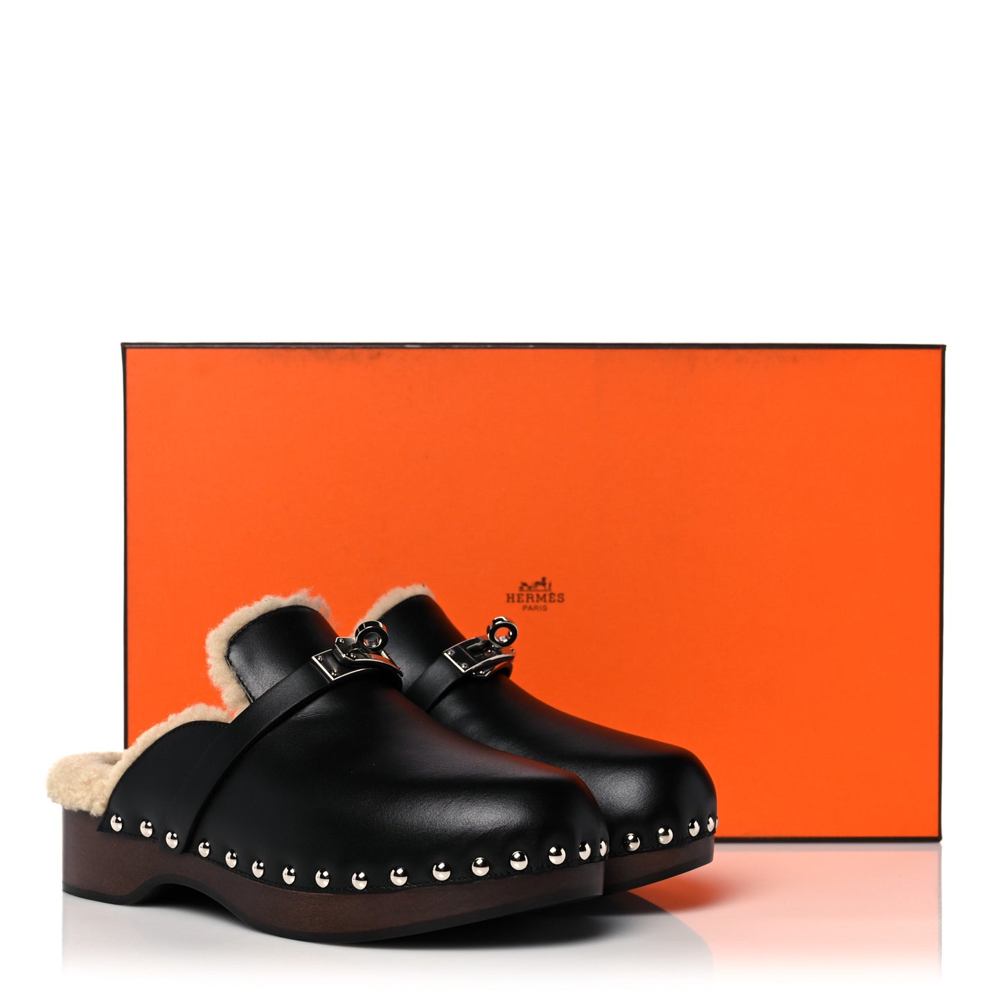 Calfskin Wool Carlotta Mules 35 Black