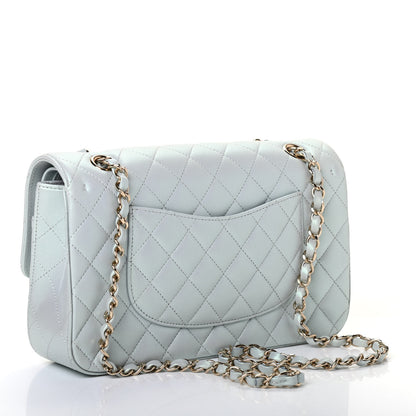 Chanel Iridescent Lambskin Quilted Medium Double Flap Light Blue 2 of 4