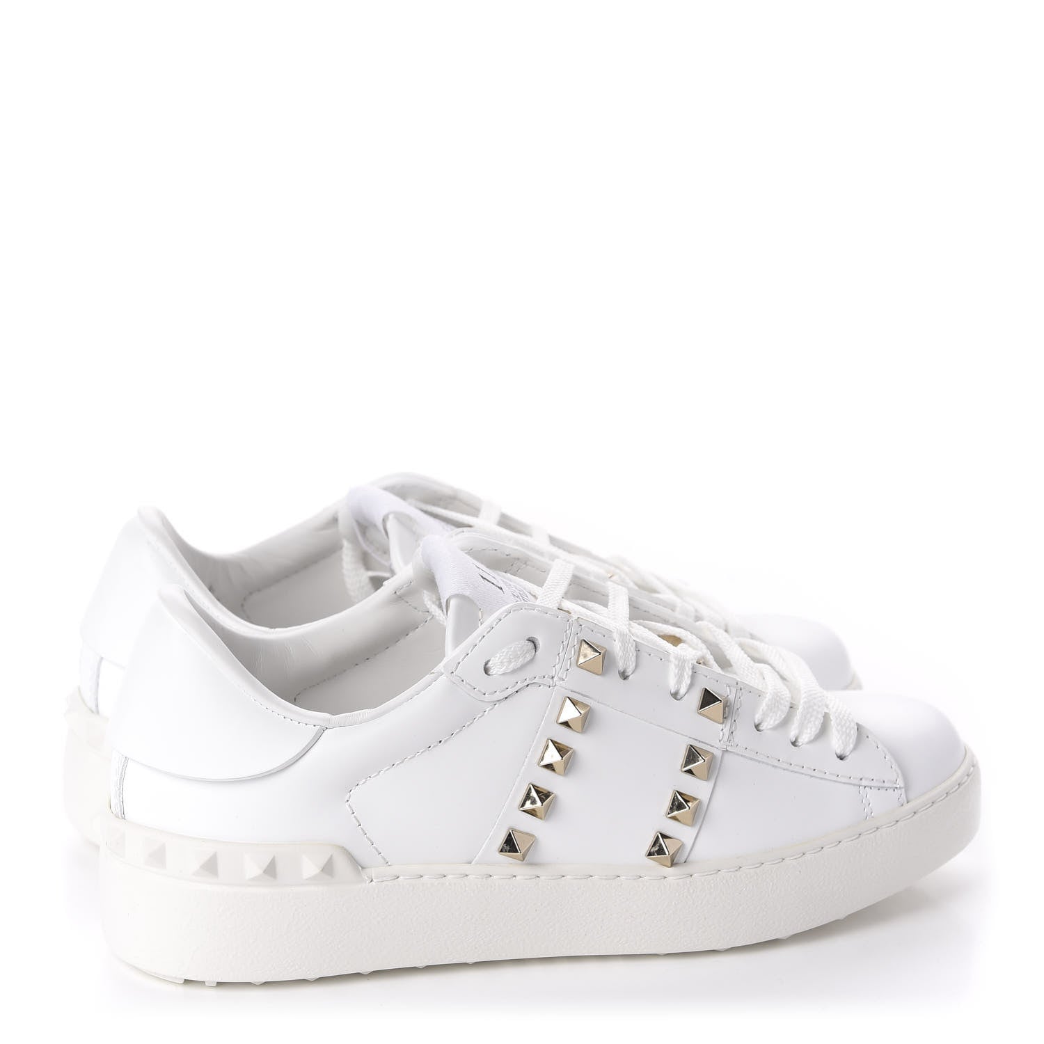 Valentino Garavani Calfskin Rockstud Untitled Open Sneakers 36 White 4 of 12